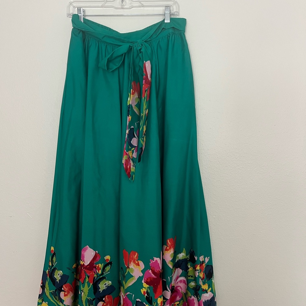 Floral A-Line Skirt in Green